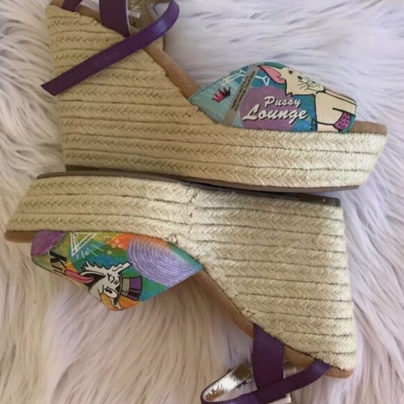 Espadrille Shoes 9 Kit Kat Club Bar Pvssy Lounge Platforms Cat ICON Los Angeles - Picture 10 of 10